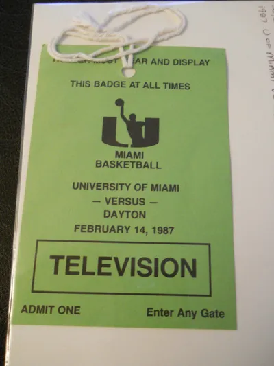 1987_Univ_of_Miami_vs._Dayton_Basketball_Media_Pass_Ticket_Stub__SKU2__--_northlandsports2016