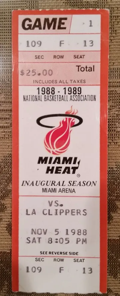 1988_Miami_Heat_Inagural_Day_Ticket_and_program_Rare_--_clarkkent2332