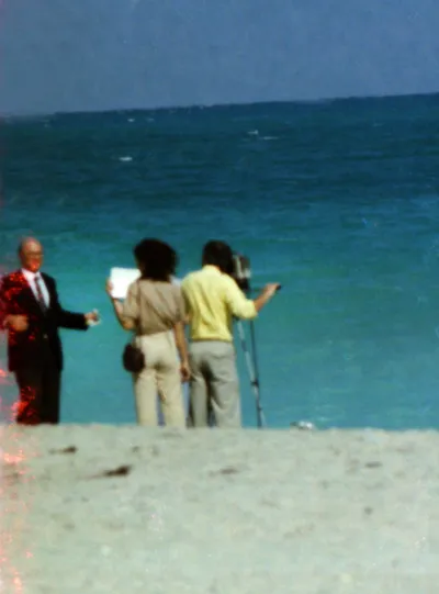 News_Reporter_at_the_Atlantic_Ocean_Beachfront_Miami_Beach_Florida_USA_March_1983_019