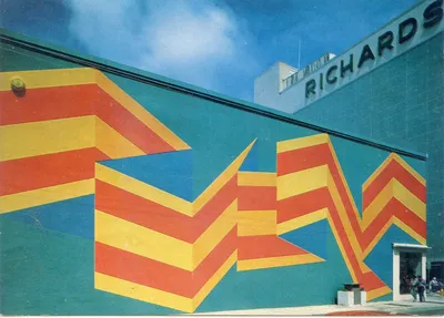 Mural_Downtown_Miami_Urban_Walls_Richards_Sign__Pre_1981__Vintage_Postcard